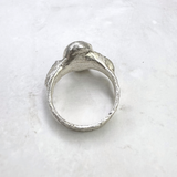 Ring Saphir und 2 Opalen, Silber, Größe 59