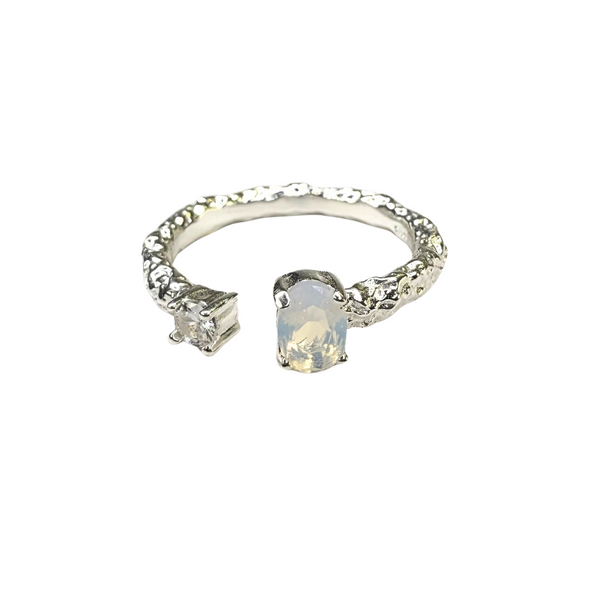 Ring Mondstein-Zirkonia  Silber925, verstellbar