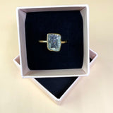 Ring roh Aquamarin, Gold, Größe 60