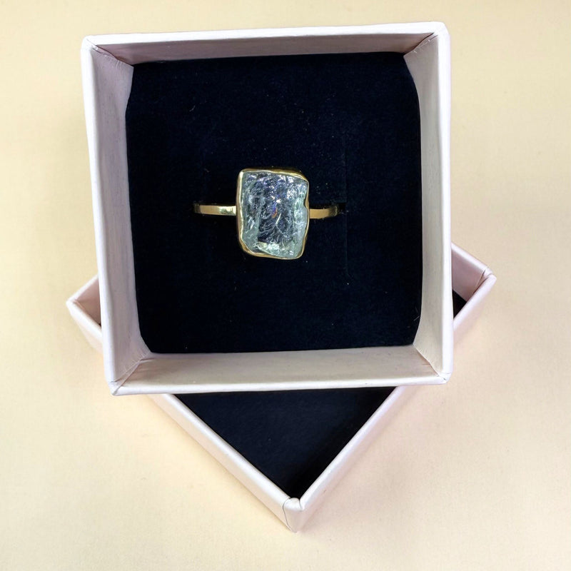 Ring roh Aquamarin, Gold, Größe 60