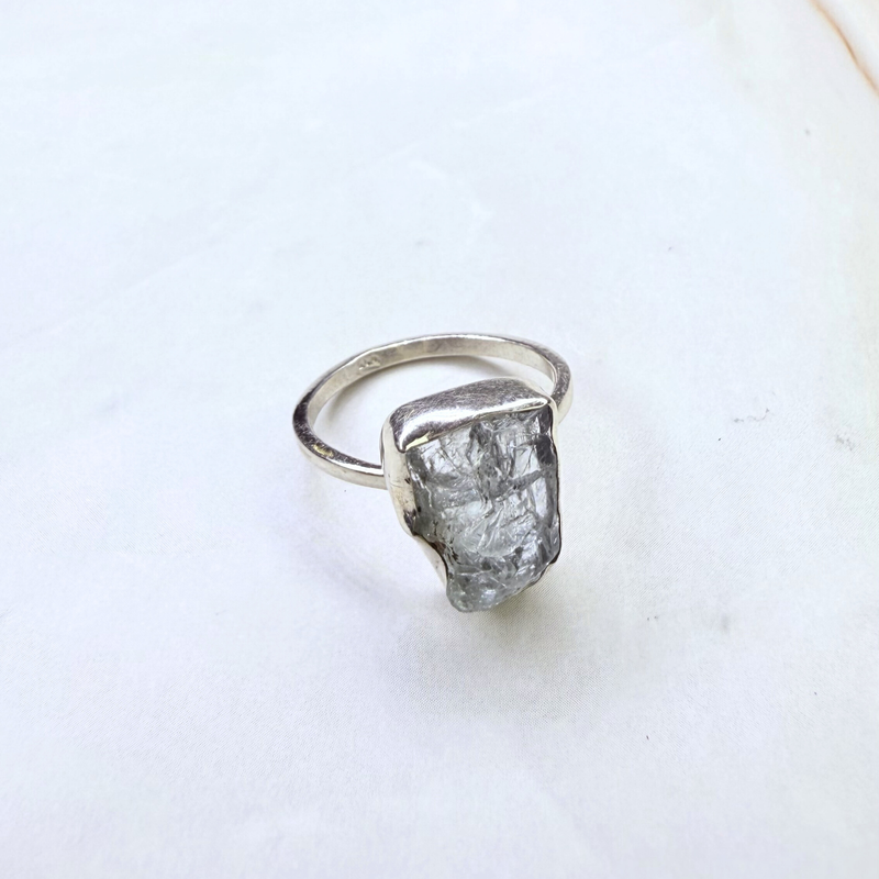 Ring roh Aquamarin, Silber, Größe 51