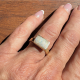 Ring with purple raw tourmaline, special shape, silver - gold plated, size 57
