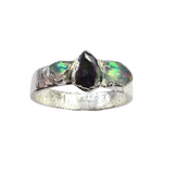 black raw crystal opal pendant with chain, silver 999