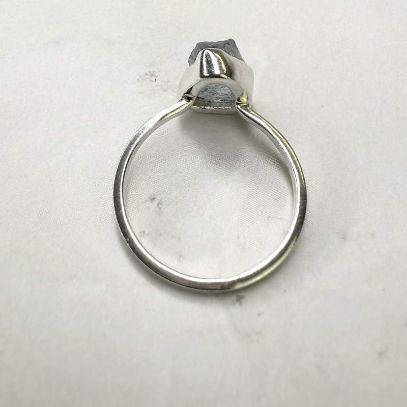 Ring roh Aquamarin, Silber, Größe 57