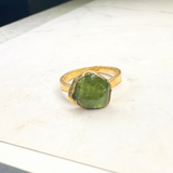 Ring Peridot, Silber, Gold, Größe 50