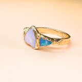 Ring mit 3 australischen Opalen, Gold, Größe 60