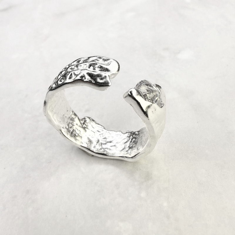 Ring mit weißen Zirkonia, Silber925, verstellbar