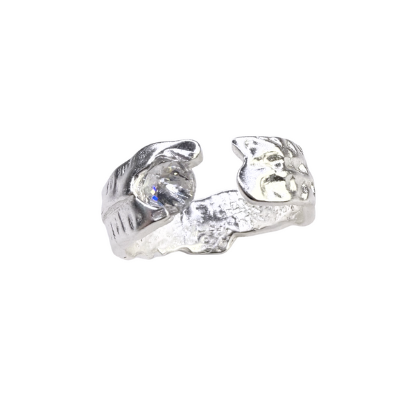 Ring mit weißen Zirkonia, Silber925, verstellbar