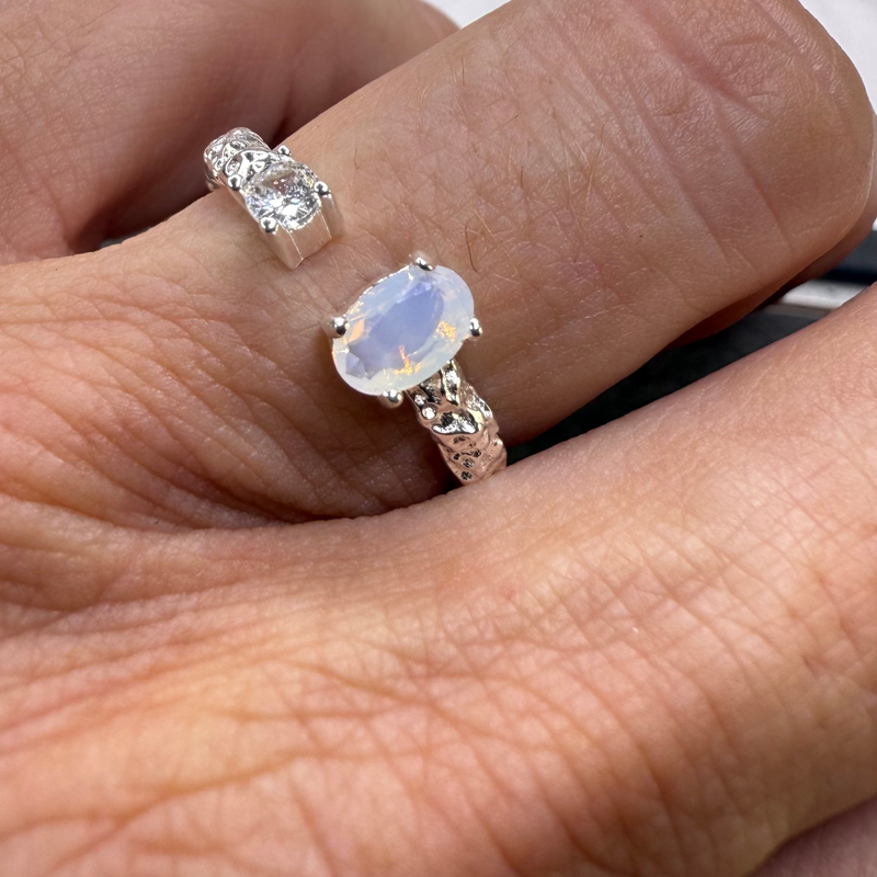 Ring Mondstein-Zirkonia  Silber925, verstellbar