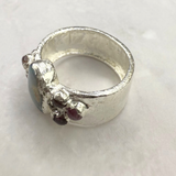 Ring breit australischer Opal-Turmalin, Silber999, Größe 55