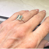 Ring Aquamarin Stäbchen, Silber, Größe 52