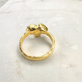 Ring 2 australische Opale - Mondstein, Gold plattiert, Größe 58