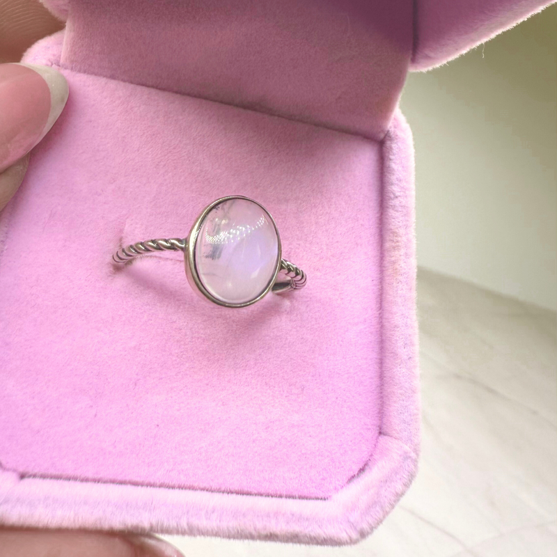 Ring Mondstein, Silber925, verstellbar durch Ringschiene