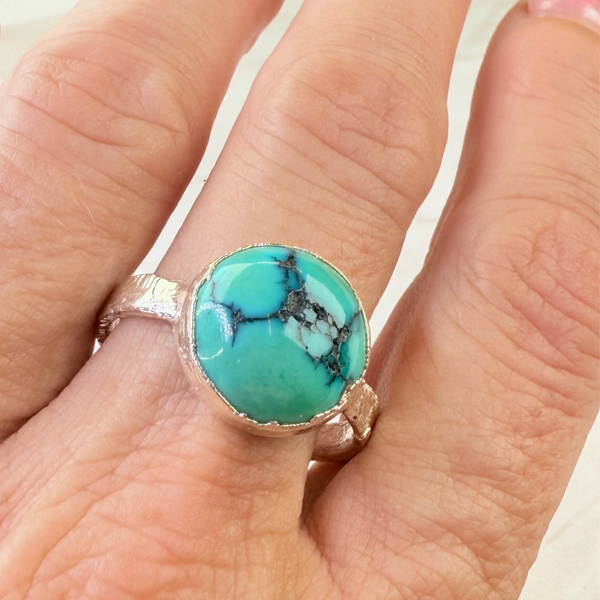 Ring with opals, silver, size 53