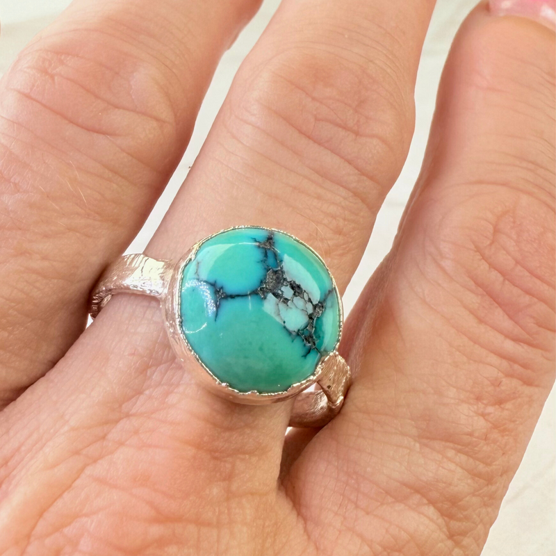 Ring with opals, silver, size 53