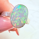 Ring australischer Opal, Silber, Größe 61