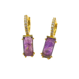 Creolen Ohrringe fester Anhänger mit Amethyst -Zirkonia, vergoldet