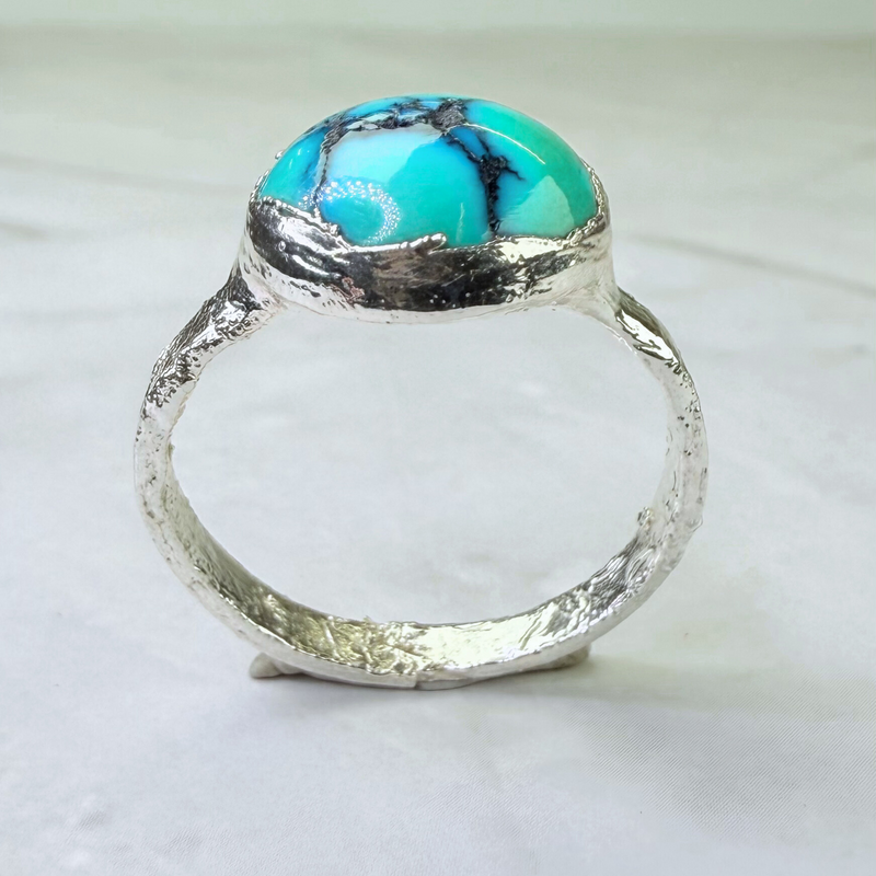 Ring with opals, silver, size 53