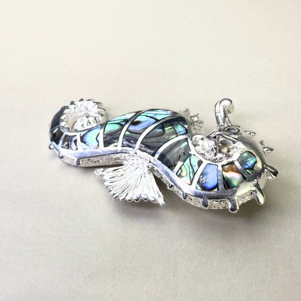 Anhänger Seepferdchen Abalone Muschel, Silber925