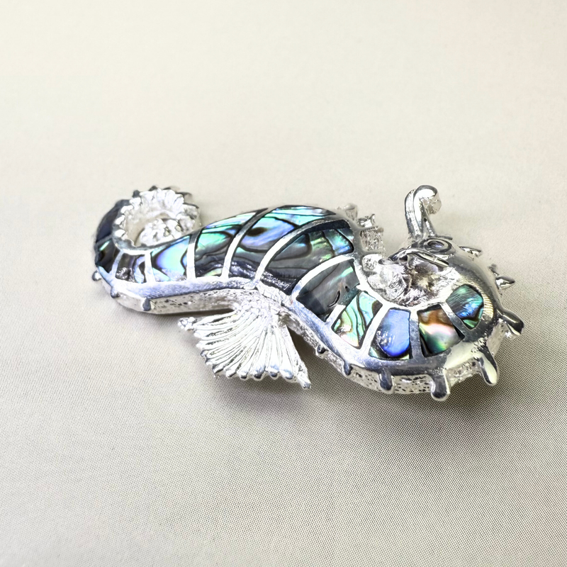 Anhänger Seepferdchen Abalone Muschel, Silber925