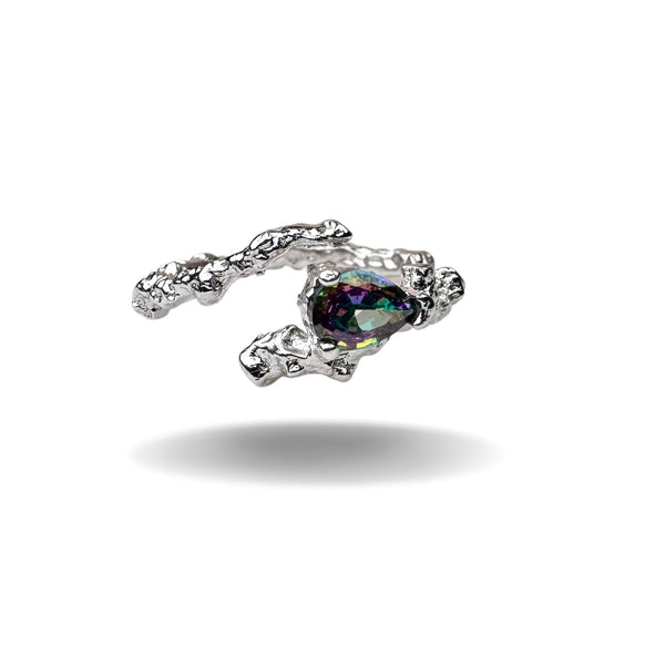 Ring mit Mystik Topas, Silber925, verstellbar