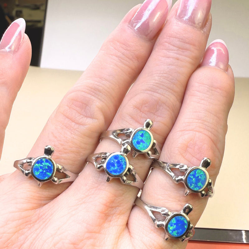 Ring Schildkröte Opal, Silber, verschiedene Größen, 56/58/59/60/61