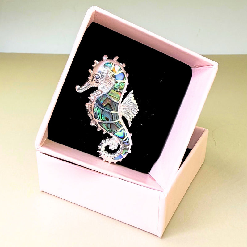 Anhänger Seepferdchen Abalone Muschel, Silber925
