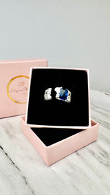 Breiter Ring mit blauem Zirkonia, Silber925, verstellbar