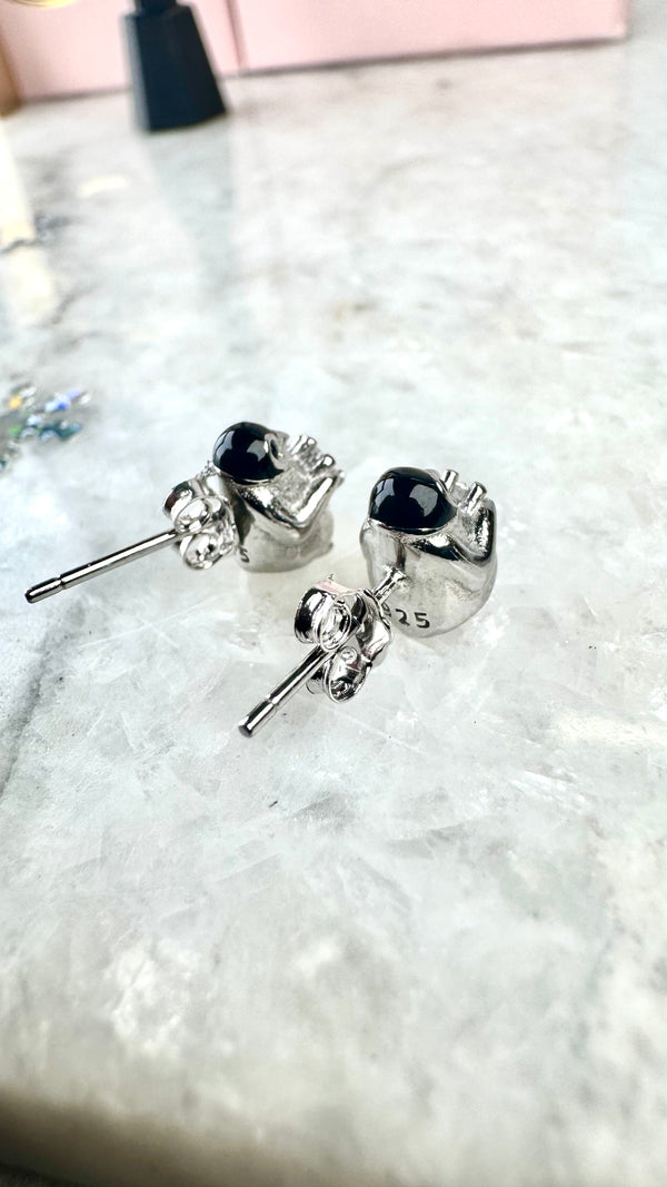 Ohrstecker Pinguin mit  Zirkonia, Silber925 und schwarzer Emaille