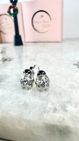 Ohrstecker Pinguin mit  Zirkonia, Silber925 und schwarzer Emaille