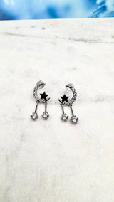 Ohrstecker Mond/Sterne,  Silber925