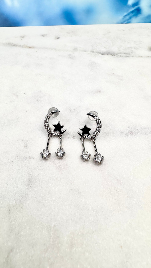 Ohrstecker Mond/Sterne,  Silber925