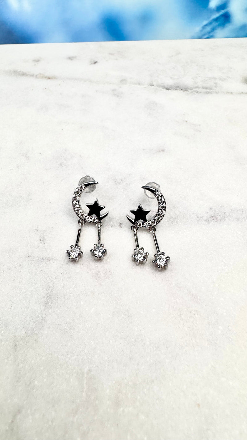 Ohrstecker Mond/Sterne,  Silber925