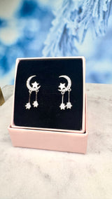 Ohrstecker Mond/Sterne,  Silber925