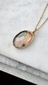 Sterling Silber Monarch Opal Anhänger, mit/ohne Kette, Gold plattiert, Unikat