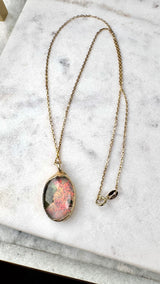 Sterling Silber Monarch Opal Anhänger, mit/ohne Kette, Gold plattiert, Unikat