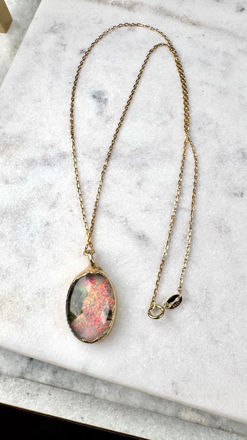 Sterling Silber Monarch Opal Anhänger, mit/ohne Kette, Gold plattiert, Unikat