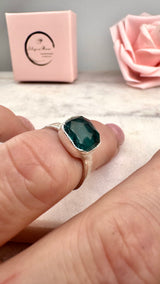 Ring with opals, silver, size 53