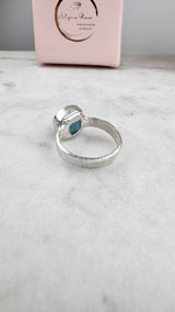 Ring with opals, silver, size 53