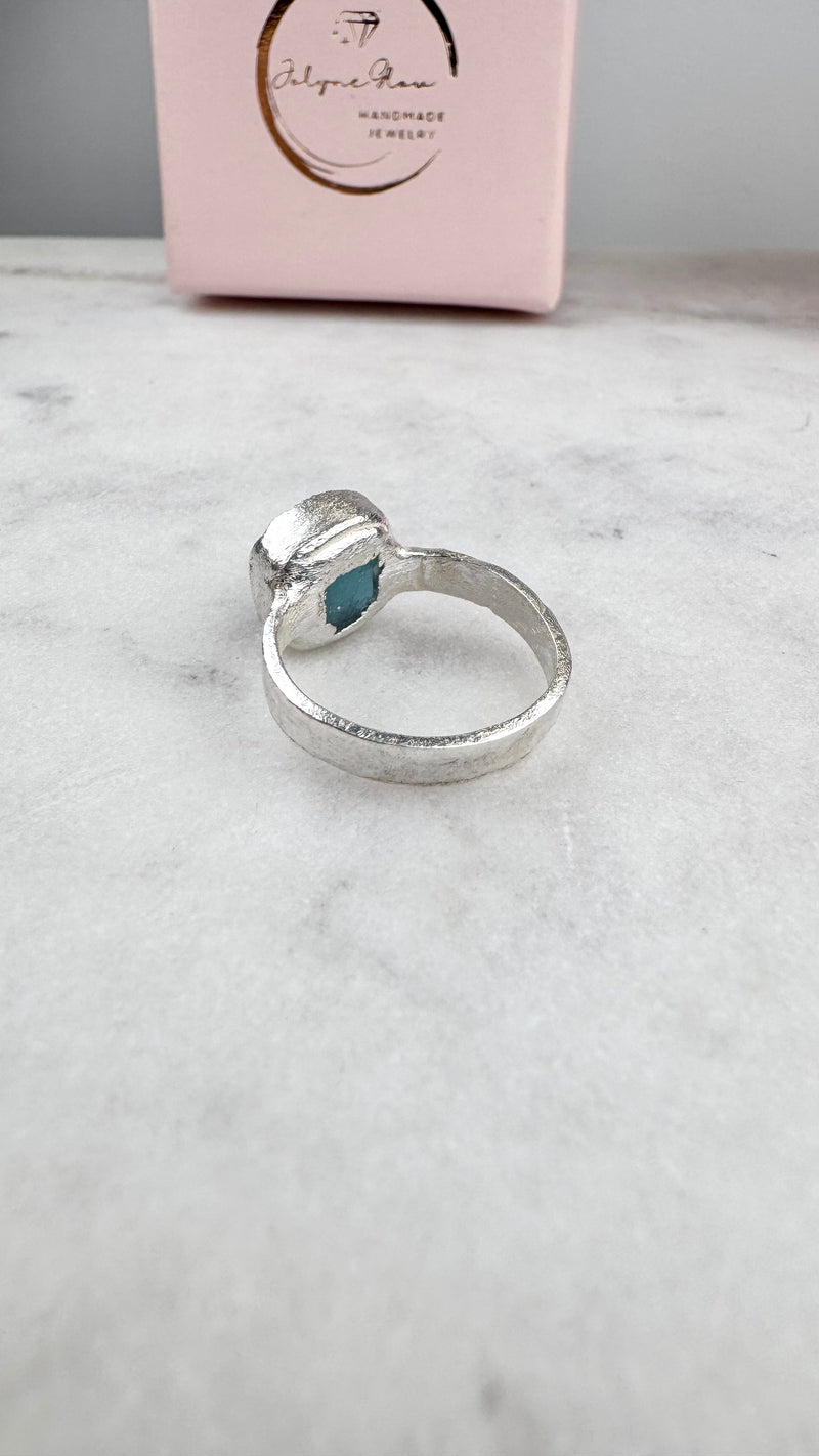 Ring with opals, silver, size 53