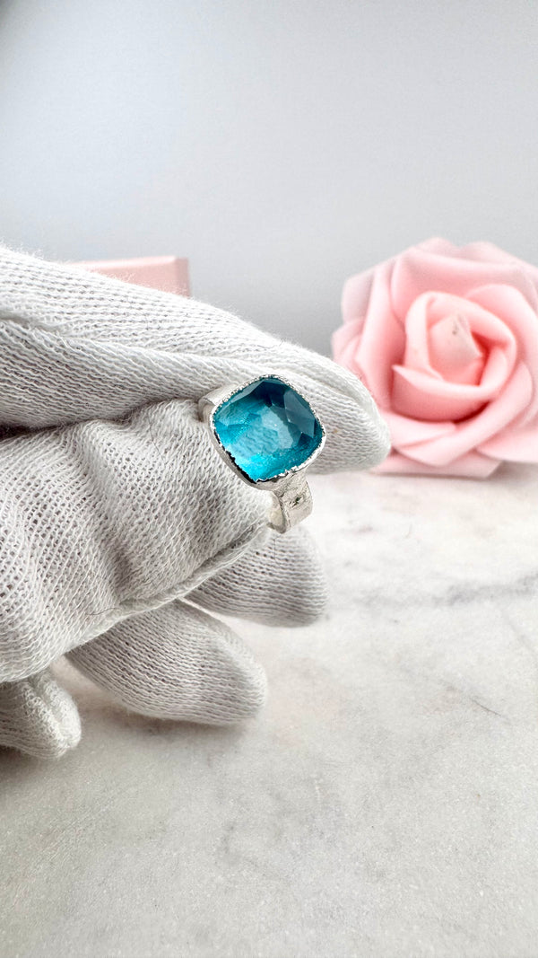 Bonbon Ring, Türkis,  Silber999, Größe 44