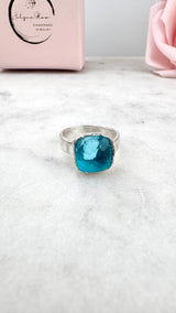 Ring with opals, silver, size 53