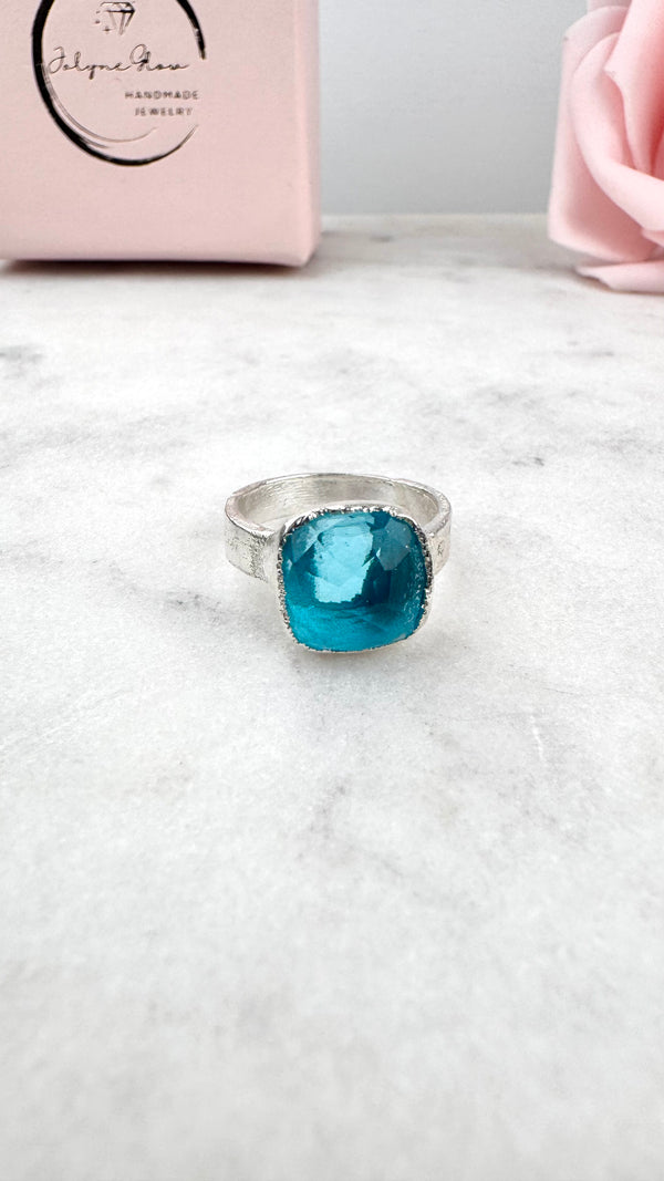 Bonbon Ring, Türkis,  Silber999, Größe 44