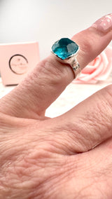 Ring with opals, silver, size 53