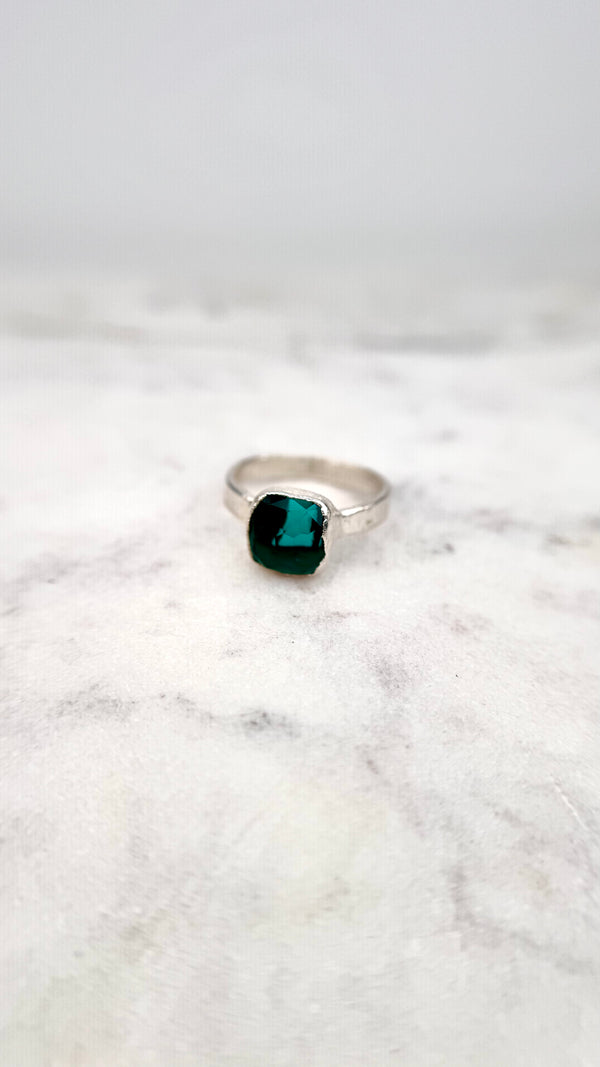 Bonbon Ring, Petrol, Silber999, Größe 56