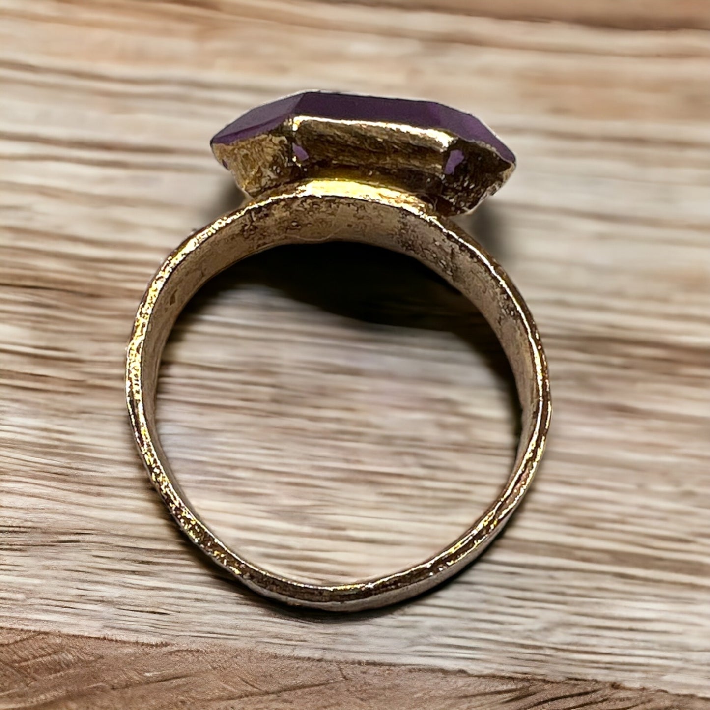 Ring mit Amethyst facettiert, Silber -  Gold plattiert, Größe 57