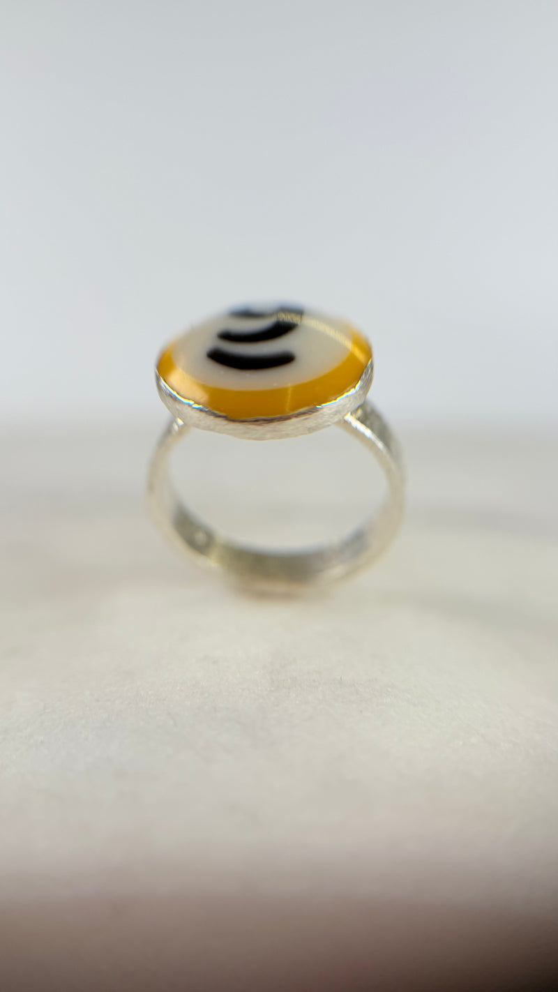 Ring with opals, silver, size 53