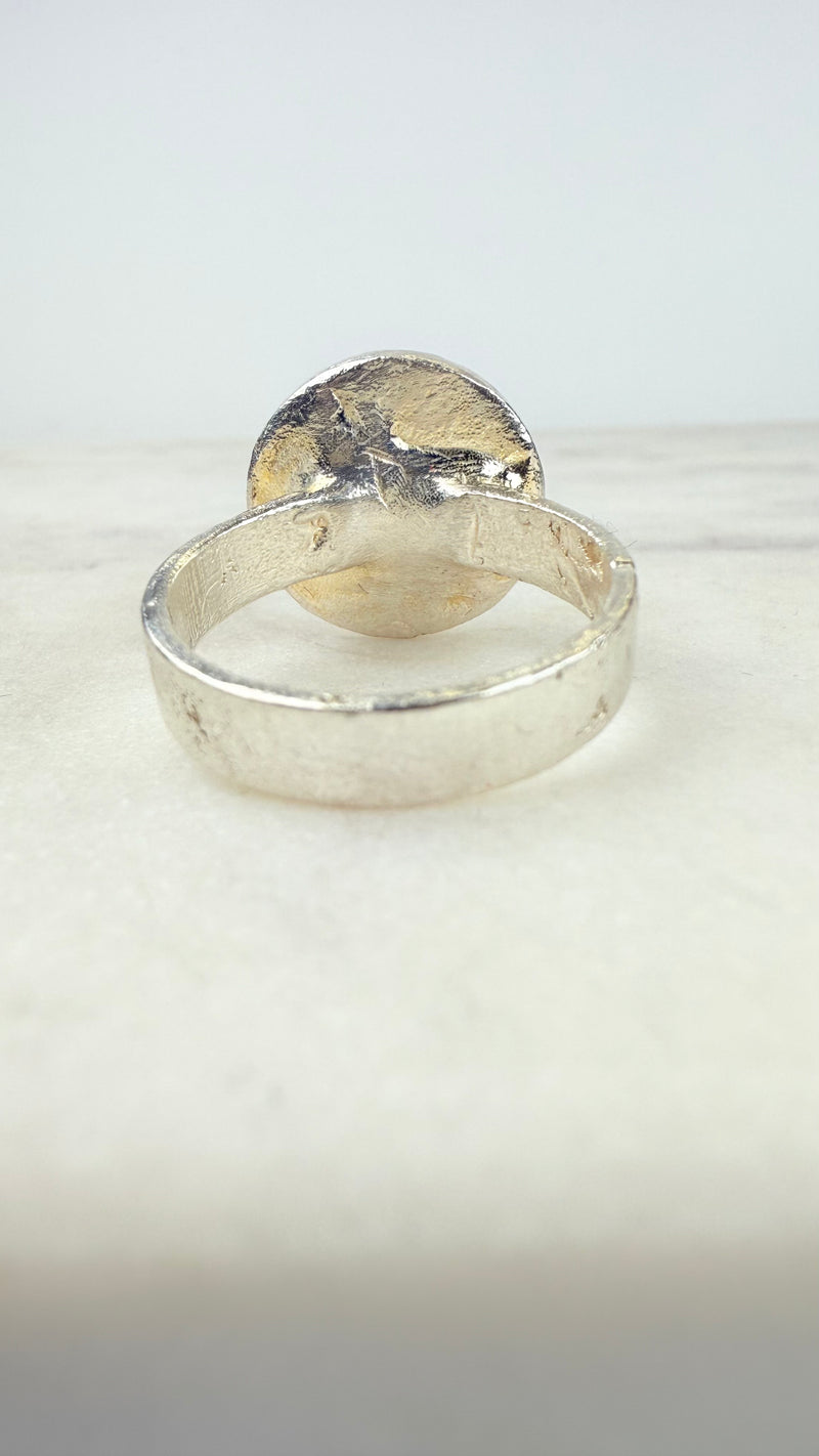 Ring with opals, silver, size 53