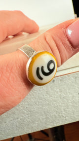Ring with opals, silver, size 53