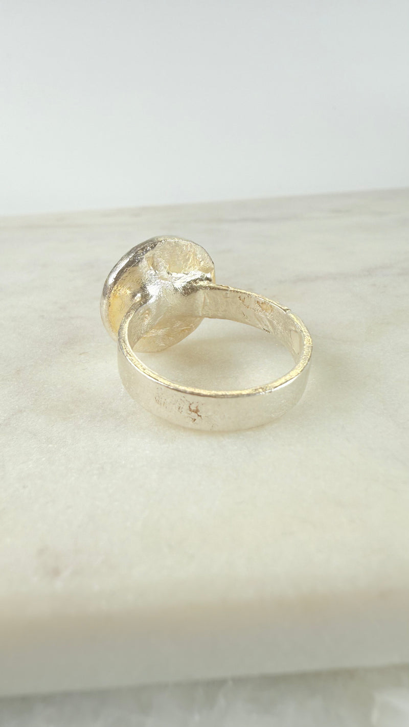 Ring with opals, silver, size 53
